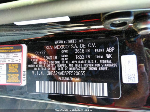 3KPA24AD5PE520655 KIA RIO S