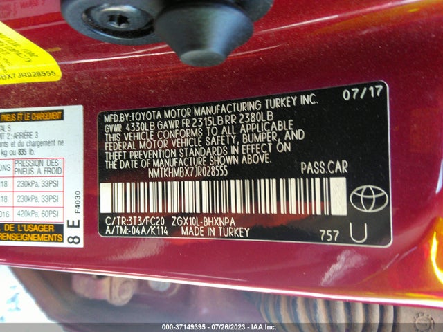 Toyota C-HR XLE 2018 NMTKHMBX7JR028555 Image 16
