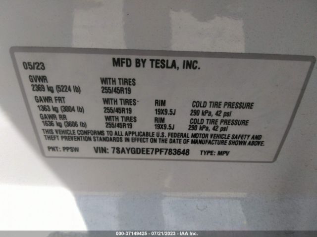 2023 TESLA MODEL Y 7SAYGDEE7PF783648 Photo 8