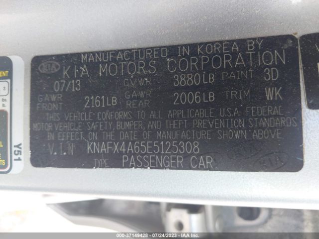 KNAFX4A65E5125308 KIA FORTE LX