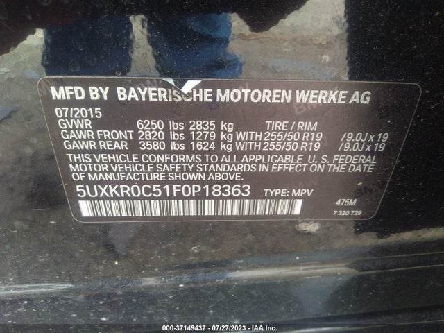 5UXKR0C51F0P18363 BMW X5 Xdrive35i