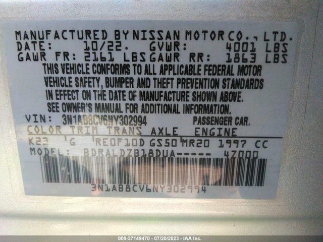 Nissan SENTRA SV 2022 3N1AB8CV6NY302994 Image 15