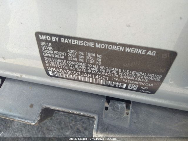 WBA8A9C53JAH14521 BMW 3 Series 320i