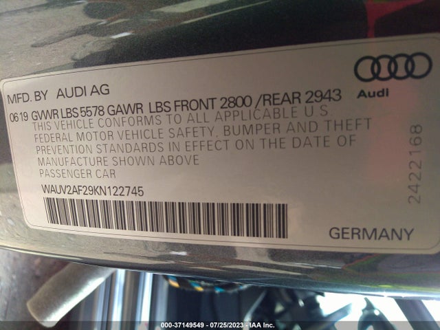 WAUV2AF29KN122745 Audi A7 Prestige