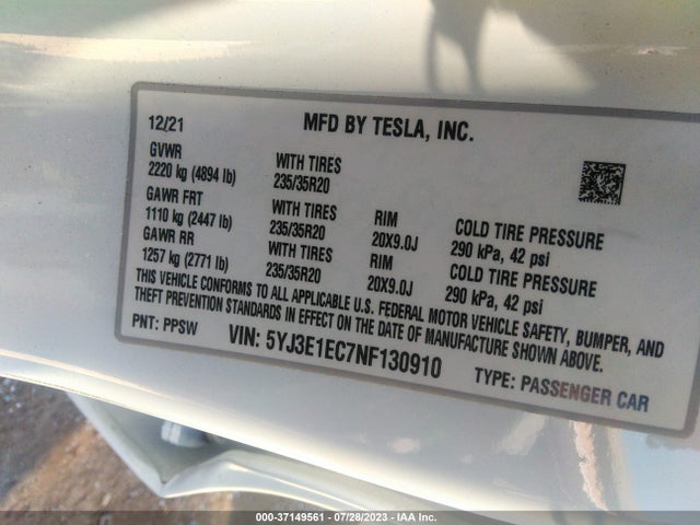 Tesla Model 3 Performance 2022 5YJ3E1EC7NF130910 Image 9