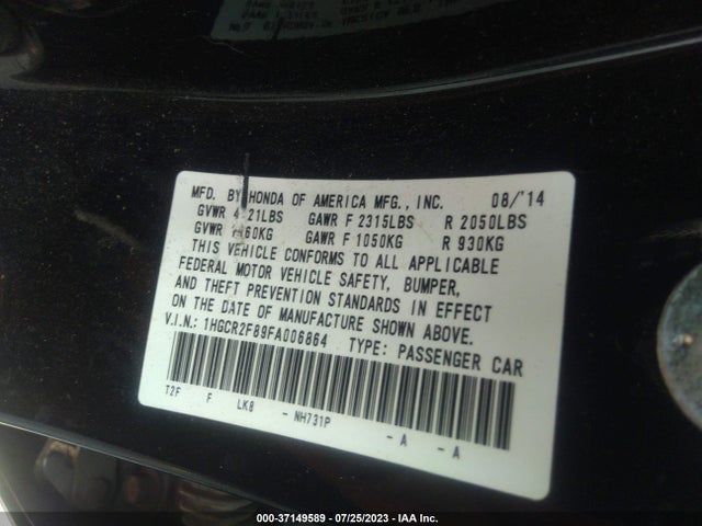 Honda Accord Ex-l 2015 1HGCR2F89FA006864 Image 9