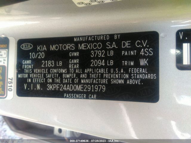 3KPF24AD0ME291979 KIA Forte Lxs