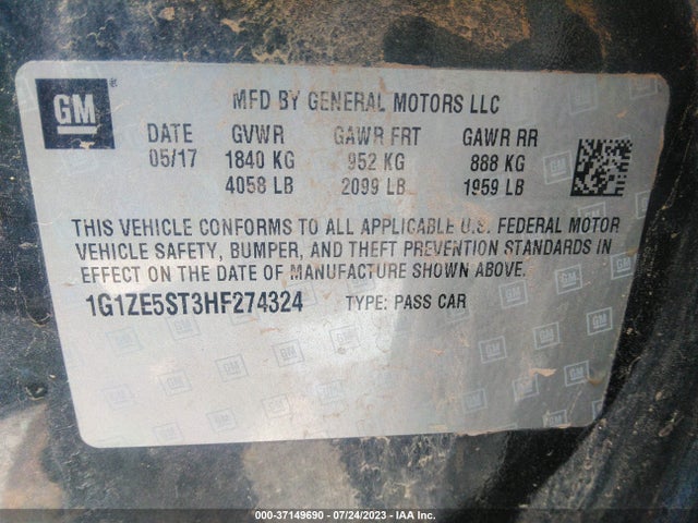 Chevrolet MALIBU LT 2017 1G1ZE5ST3HF274324 Image 9
