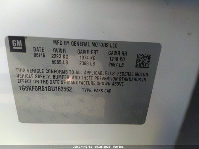 1G6KF5RS1GU163562 Cadillac Ct6 Sedan Premium Luxury Awd