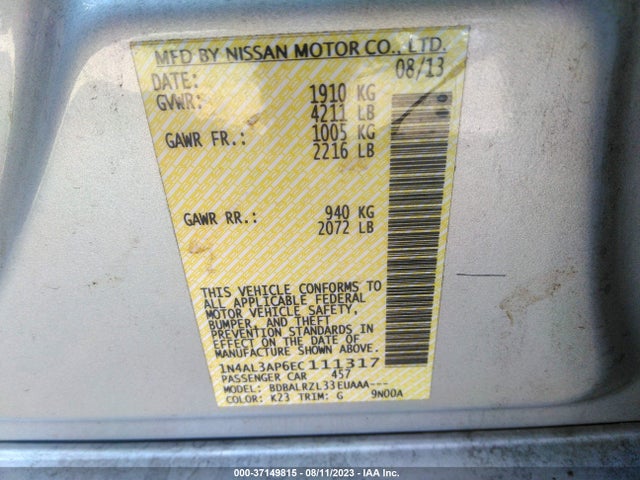 Nissan Altima 2.5 S 2014 1N4AL3AP6EC111317 Image 9