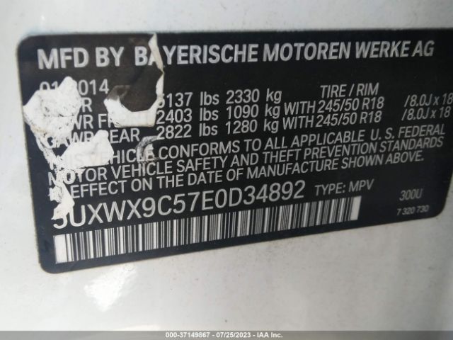 5UXWX9C57E0D34892 BMW X3 Xdrive28i