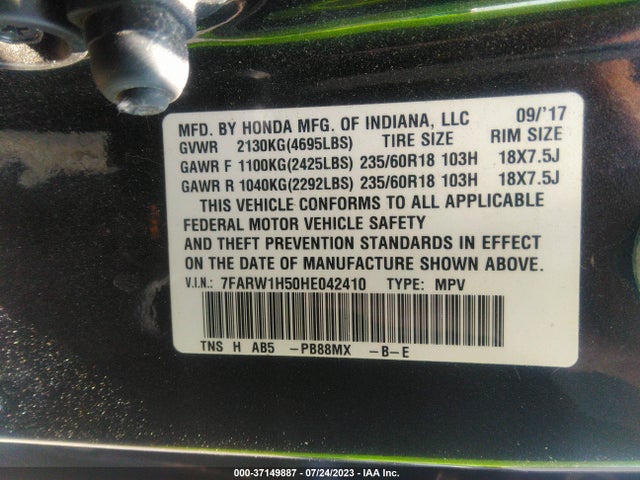 Honda CR-V EX 2017 7FARW1H50HE042410 Image 9
