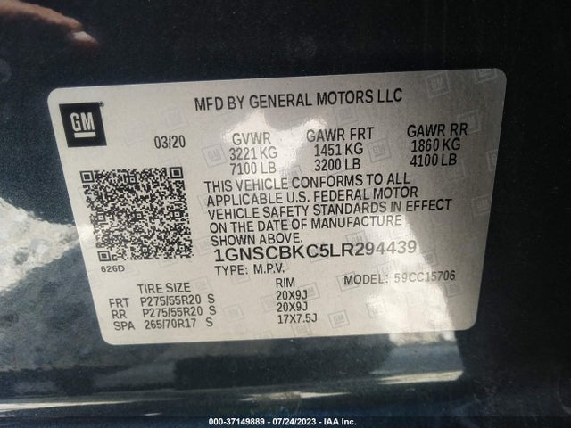 Chevrolet Tahoe Lt 2020 1GNSCBKC5LR294439 Image 9