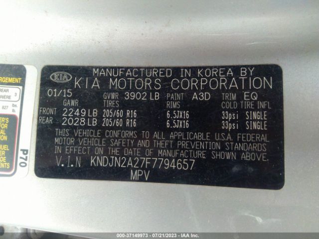 KNDJN2A27F7794657 KIA Soul Base