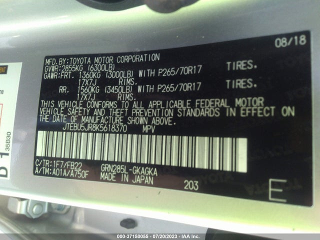 Toyota 4RUNNER SR5 2019 JTEBU5JR8K5618370 Image 15