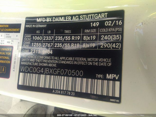 WDC0G4JBXGF070500 Mercedes-Benz Glc Glc 300