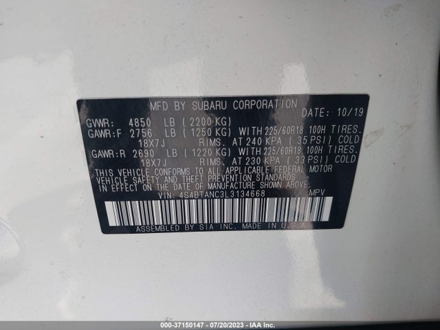 Subaru Outback Limited 2020 4S4BTANC3L3134668 Image 9