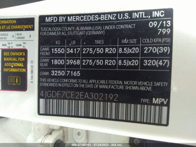 4JGDF7CE2EA302192 Mercedes-Benz Gl-class Gl 450