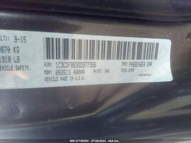 Dodge DART SXT 2016 1C3CDFBB3GD577356 Image 9
