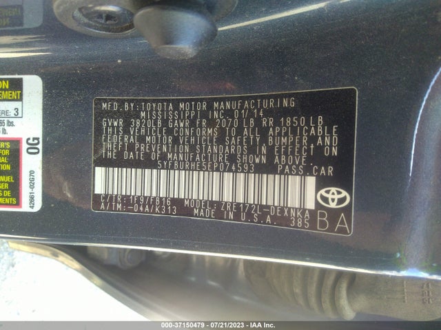 Toyota COROLLA LE 2014 5YFBURHE5EP074593 Image 10