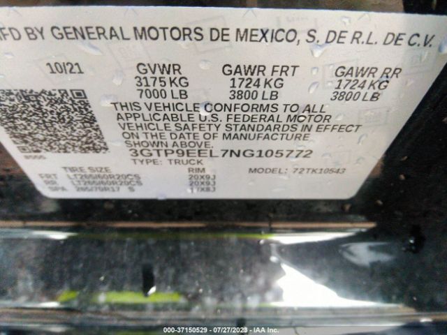 3GTP9EEL7NG105772 GMC Sierra 1500 Limited At4