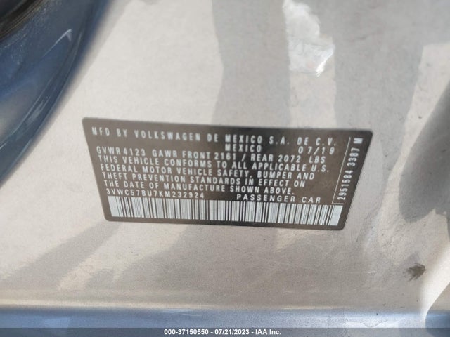 3VWC57BU7KM232924 Volkswagen Jetta S/se/r-line