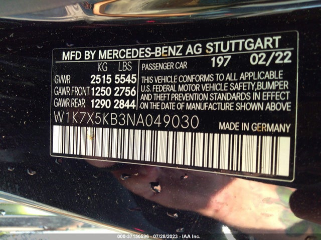 2022 Mercedes-Benz AMG GT, VIN: W1K7X5KB3NA049030