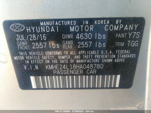 Hyundai Sonata Hybrid Se 2017 KMHE24L18HA048780 Image 9