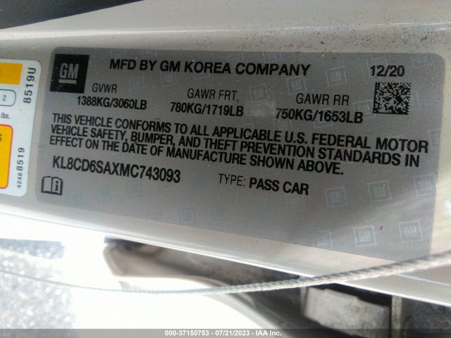 Chevrolet SPARK 1LT 2021 KL8CD6SAXMC743093 Image 9
