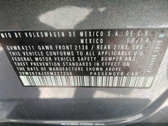 3VW2K7AJ3FM227236 Volkswagen Jetta Sedan 2.0l S W/technology