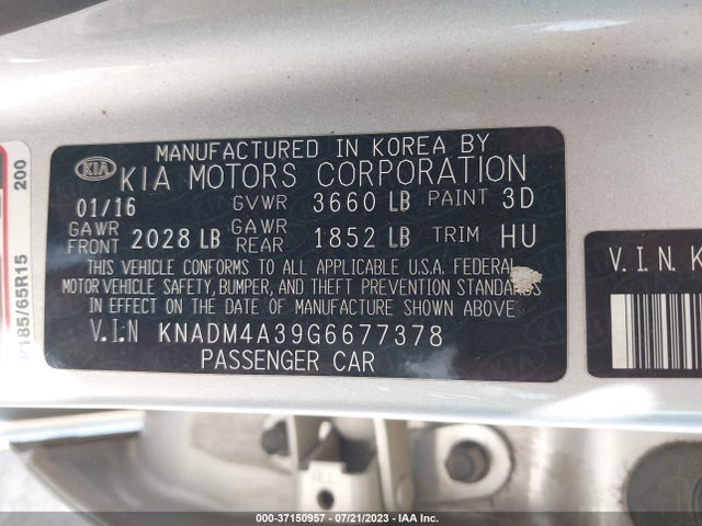 KIA RIO LX 2016 KNADM4A39G6677378 Image 10
