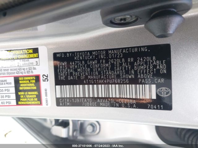 4T1G11AK4PU768256 Toyota Camry Se/se Nightshade