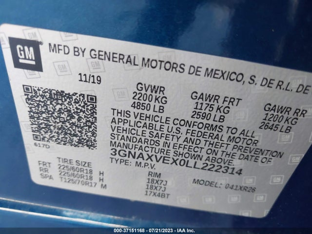 Chevrolet EQUINOX LT 2020 3GNAXVEX0LL222314 Image 15