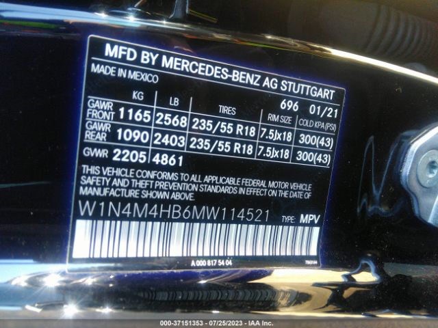 W1N4M4HB6MW114521 Mercedes-Benz Glb Glb 250