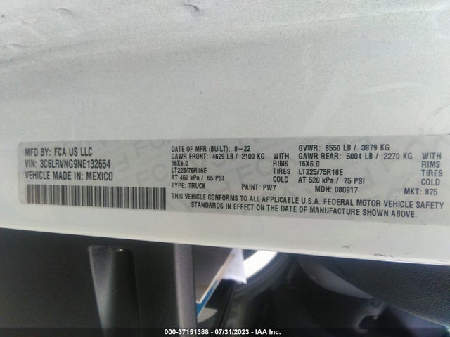 2022 Ram Promaster, VIN: 3C6LRVNG9NE132654