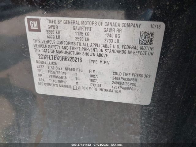 2GKFLTEK0H6225216 GMC Terrain Sle