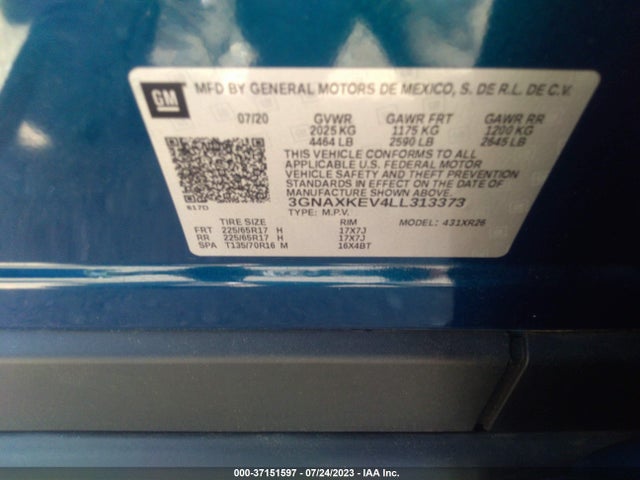 Chevrolet EQUINOX LT 2020 3GNAXKEV4LL313373 Image 9