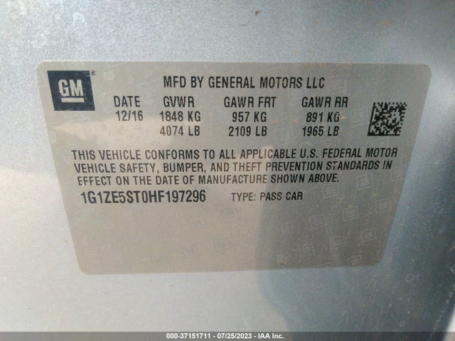 Chevrolet MALIBU LT 2017 1G1ZE5ST0HF197296 Image 9