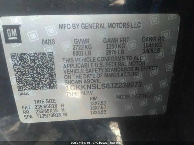 1GKKNSLS6JZ238973 GMC ACADIA SLE