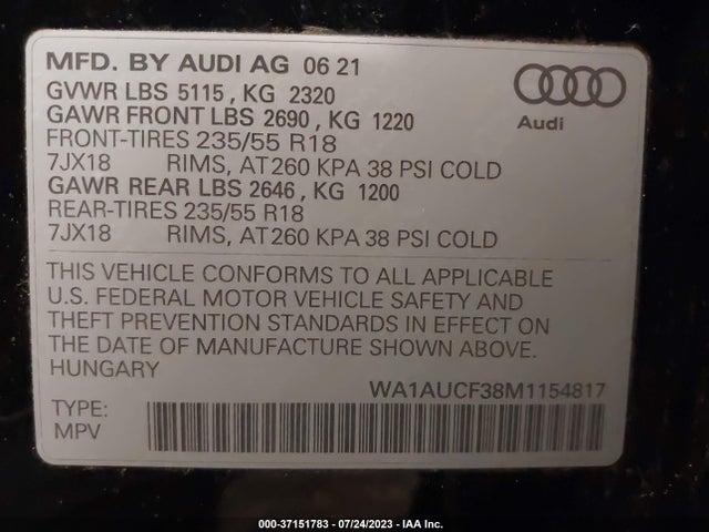 WA1AUCF38M1154817 Audi Q3 PREMIUM