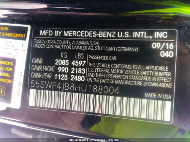 55SWF4JB8HU188004 Mercedes-Benz C-class C 300