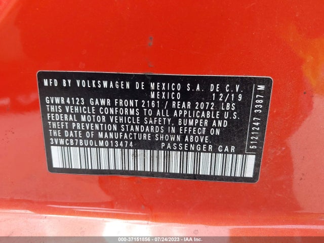 3VWCB7BU0LM013474 Volkswagen Jetta S/se/r-line