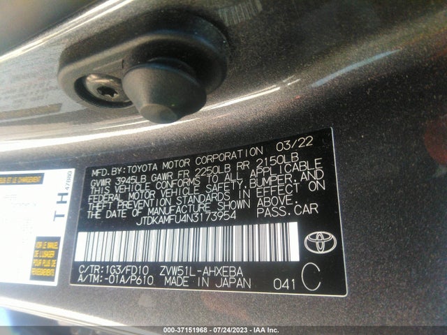 Toyota Prius L 2022 JTDKAMFU4N3173954 Image 15