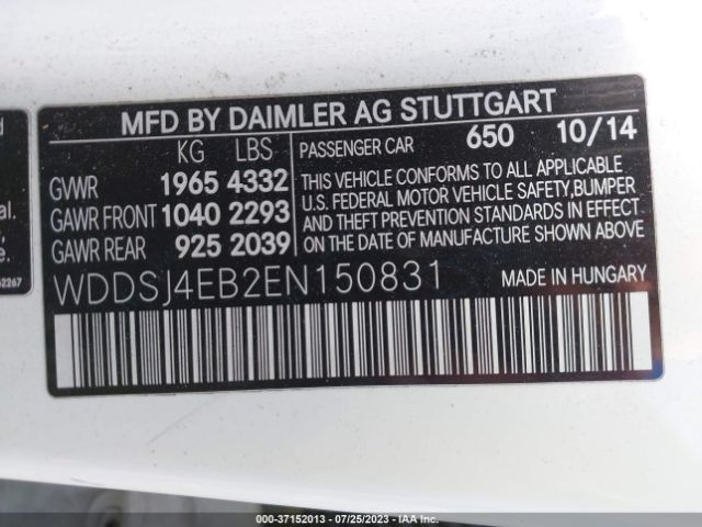 WDDSJ4EB2EN150831 Mercedes-Benz Cla-class Cla 250