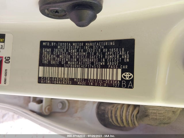 Toyota Corolla L/le/s/s Plus/le Plus 2014 5YFBURHE4EP174510 Image 15
