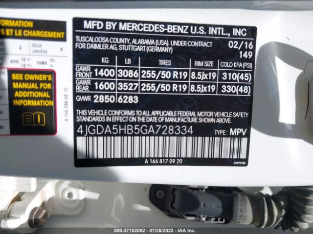 4JGDA5HB5GA728334 Mercedes-Benz Gle Gle 350