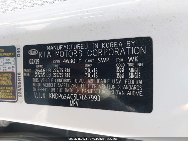 2020 KIA SPORTAGE S VIN: KNDP63AC5L7657993