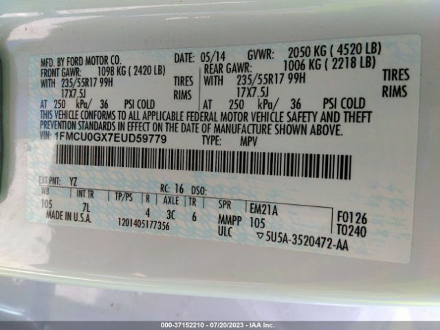 1FMCU0GX7EUD59779 Ford ESCAPE SE