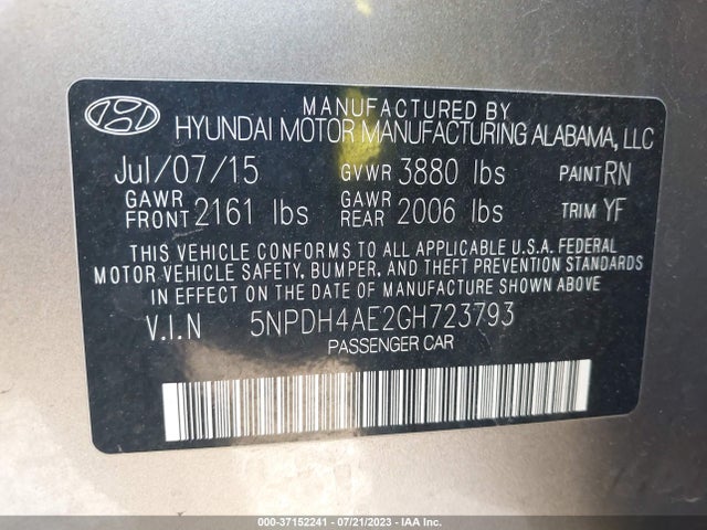 Hyundai ELANTRA SE 2016 5NPDH4AE2GH723793 Image 15