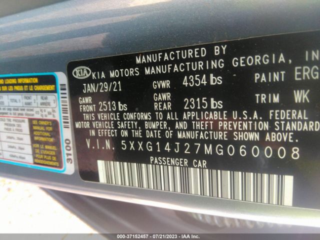 5XXG14J27MG060008 KIA K5 LXS
